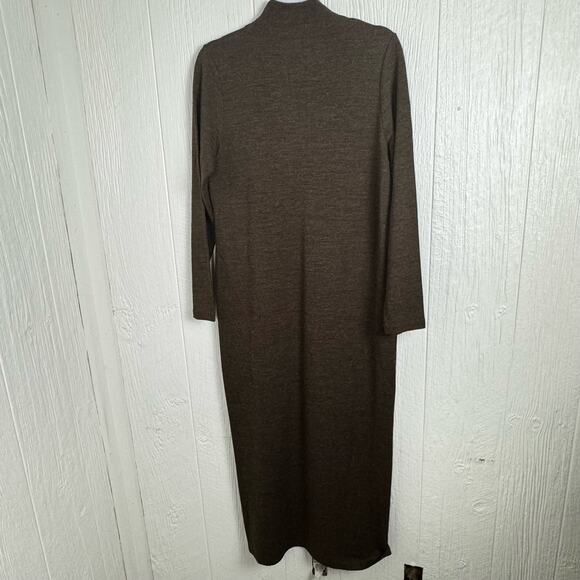 Vintage I.K.C. For Country Wear Chocolate Brown Mock Neck Midi Dress Size Medium - Picture 4 of 7